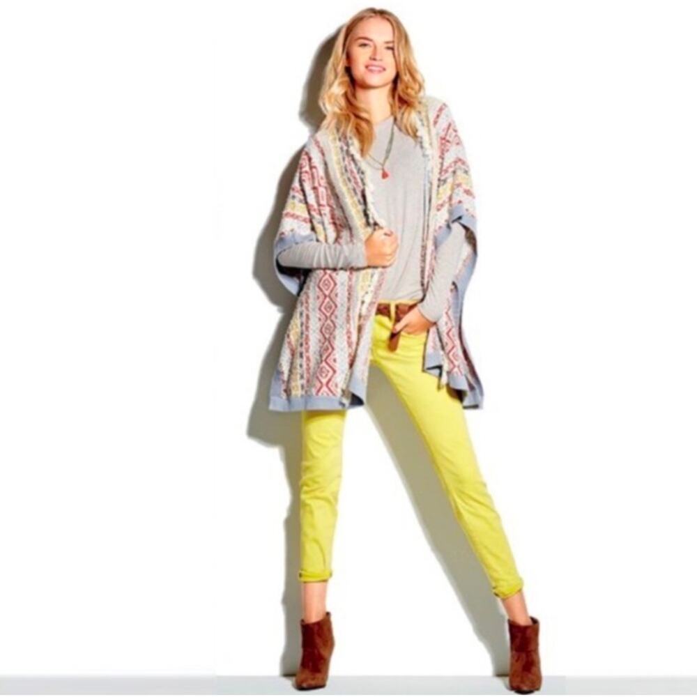 CABI Siesta Fringe Poncho Cardigan Sweater
